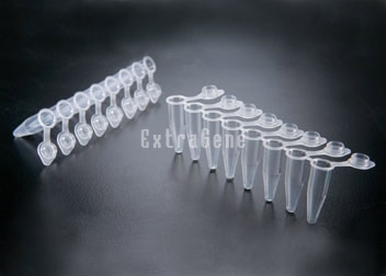 EX-P-02X8-CF 0.2ml PCR 8-strip Tubes with Snap Flat cap (Case), Clear